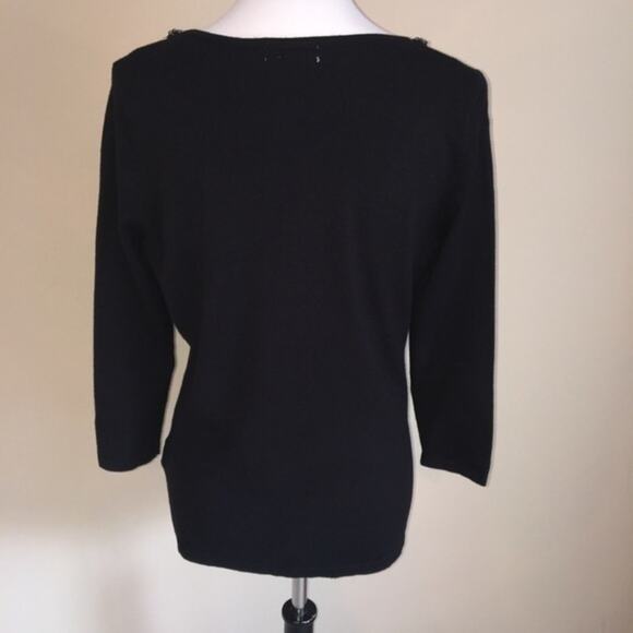 Joseph A Beaded NeckSweater Size Medium Black NWT - Picture 4 of 7